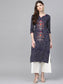 Anubhutee Women Navy Blue  Off-White Bandhani Print Kurta with Palazzos