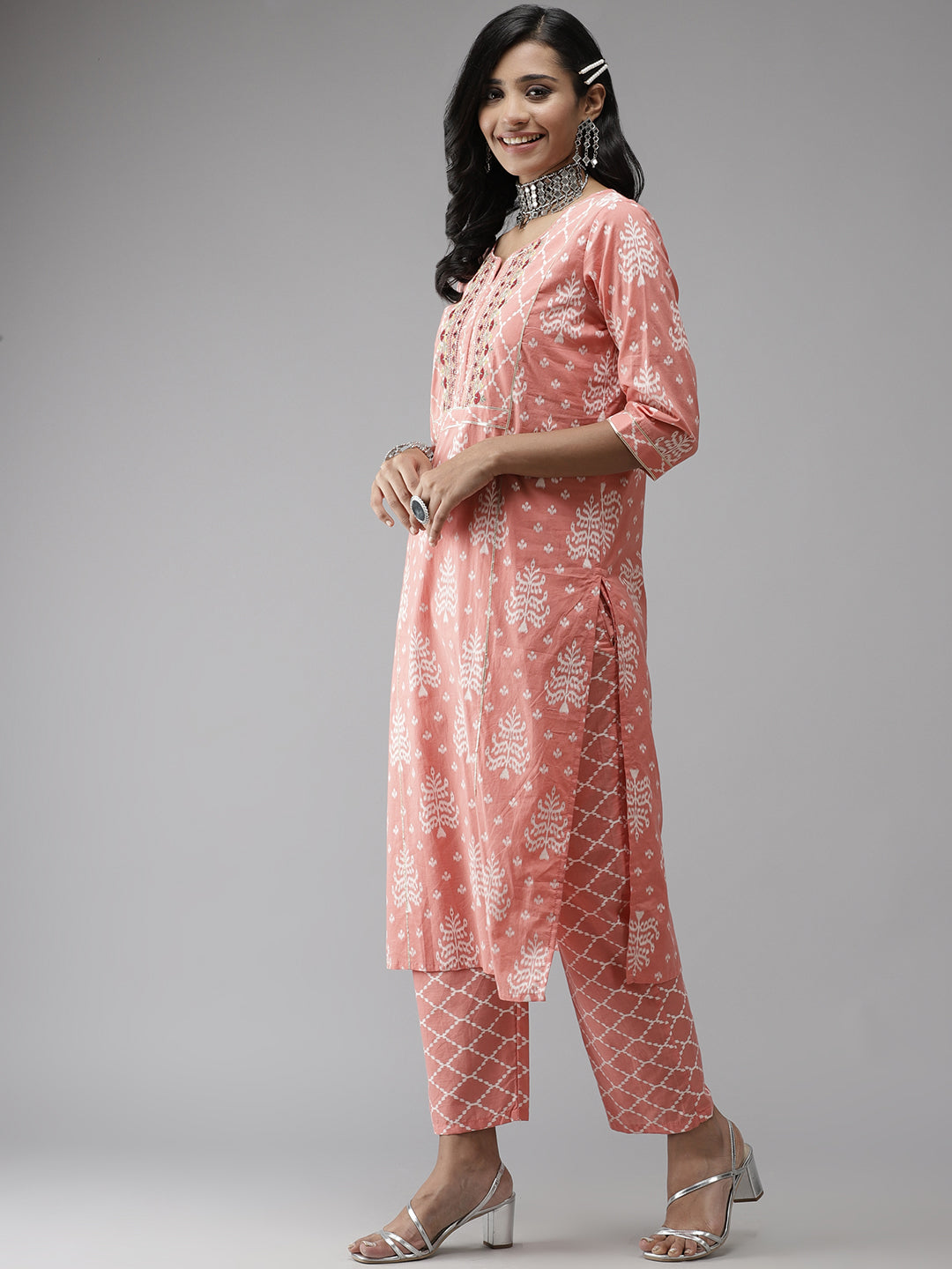 Anubhutee Women Pink Ethnic Motifs Printed Regular Pure Cotton Kurta with Palazzos  With Dupatta