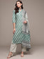 Women's Pista Green Gota Patti Handwork Kurta Set with Trousers and Dupatta