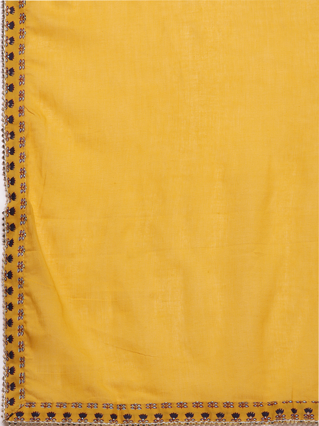 Women's Mustard Zari Embroidered Printed Kurta set with Trousers and Dupatta