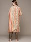 Women's Peach Embroidered Printed Kurta Set with Trousers and Dupatta