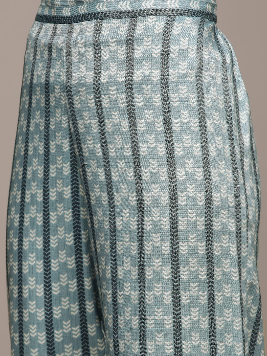 Women's Blue Abstract Printed Embroidered Kurta with Trousers 