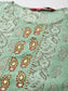 Women's Mint Embroidered Printed Kurta Set with Trousers and Dupatta