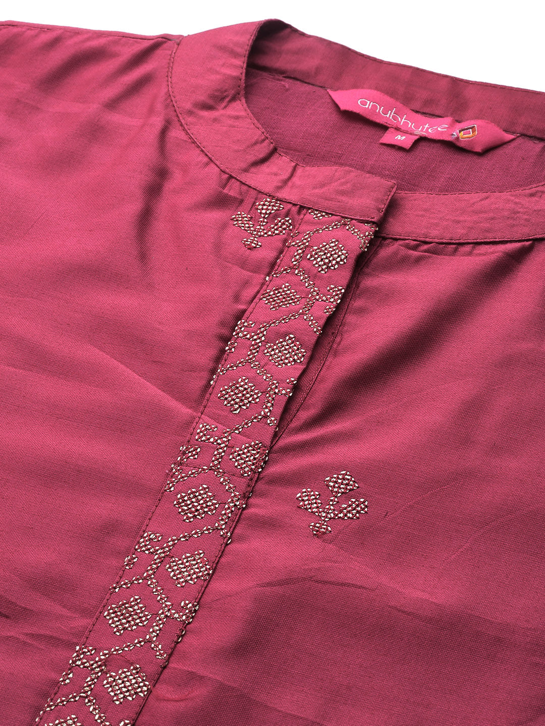 Women's Mauve Handwork Kurta Set with Trousers and Dupatta