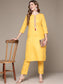 Anubhutee Women's Yellow Embroidered Kurta Set with Trousers