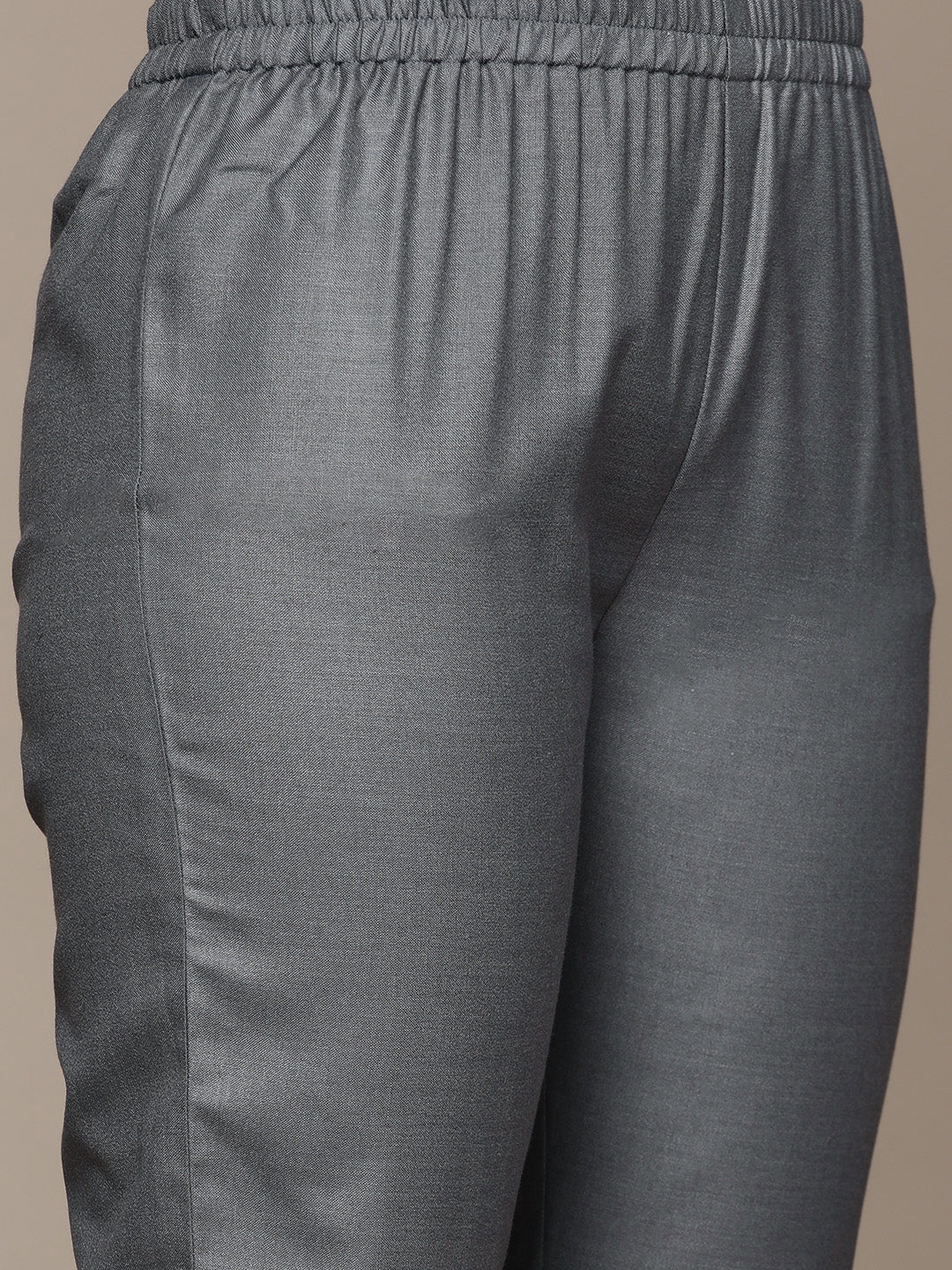 Anubhutee Women's Dark Grey Gotta Patti Dori Tassel Kurta set with Trousers
