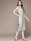 Anubhutee Women's Grey Zari Embroidered Kurta Set with Trousers