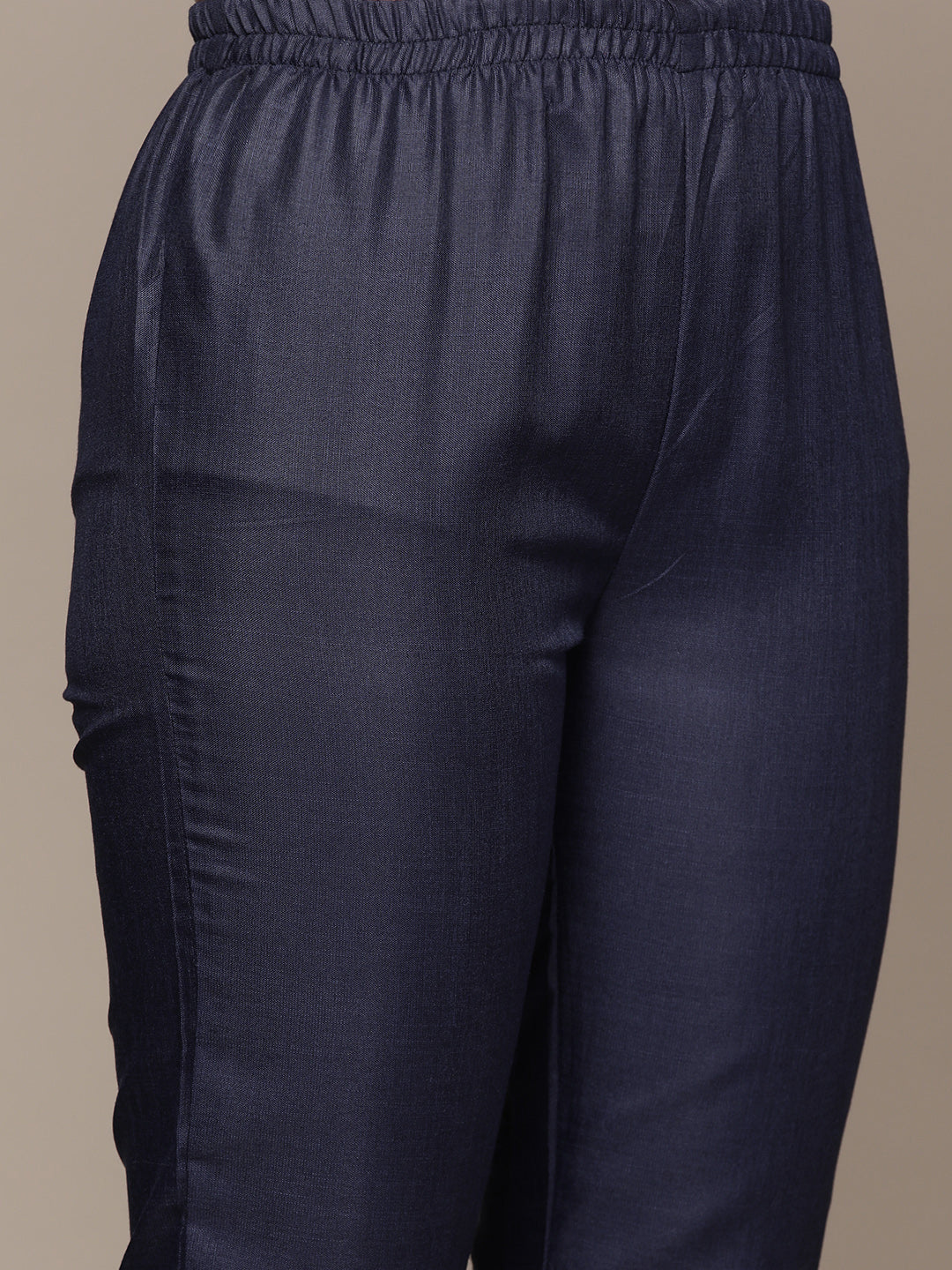 Anubhutee Women's Blue Cotton Kantha Kurta Set with Trousers