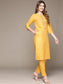 Anubhutee Women's Yellow Embroidered Kurta Set with Trousers and Dupatta