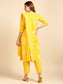 Women's Yellow Ethnic Motifs Printed Sequinned Pure Cotton Kurta with Trousers With Dupatta
