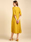 Women's's Mustard Yellow Ethnic Motifs A-Line Midi Dress