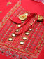 Women's Red Ethnic Motifs Printed Thread Work Kurta with Palazzos & With Dupatta