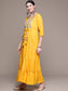 Women's Yellow Embellished Ethnic Cotton A-Line Maxi Dress